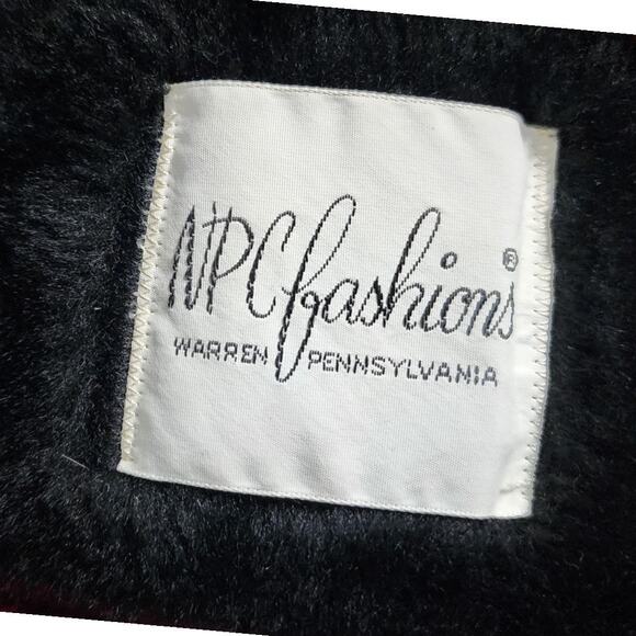 Vintage 60's NPC Fashions Faux Fur Black Double Breasted Pea Coat Large EUC - Picture 2 of 7